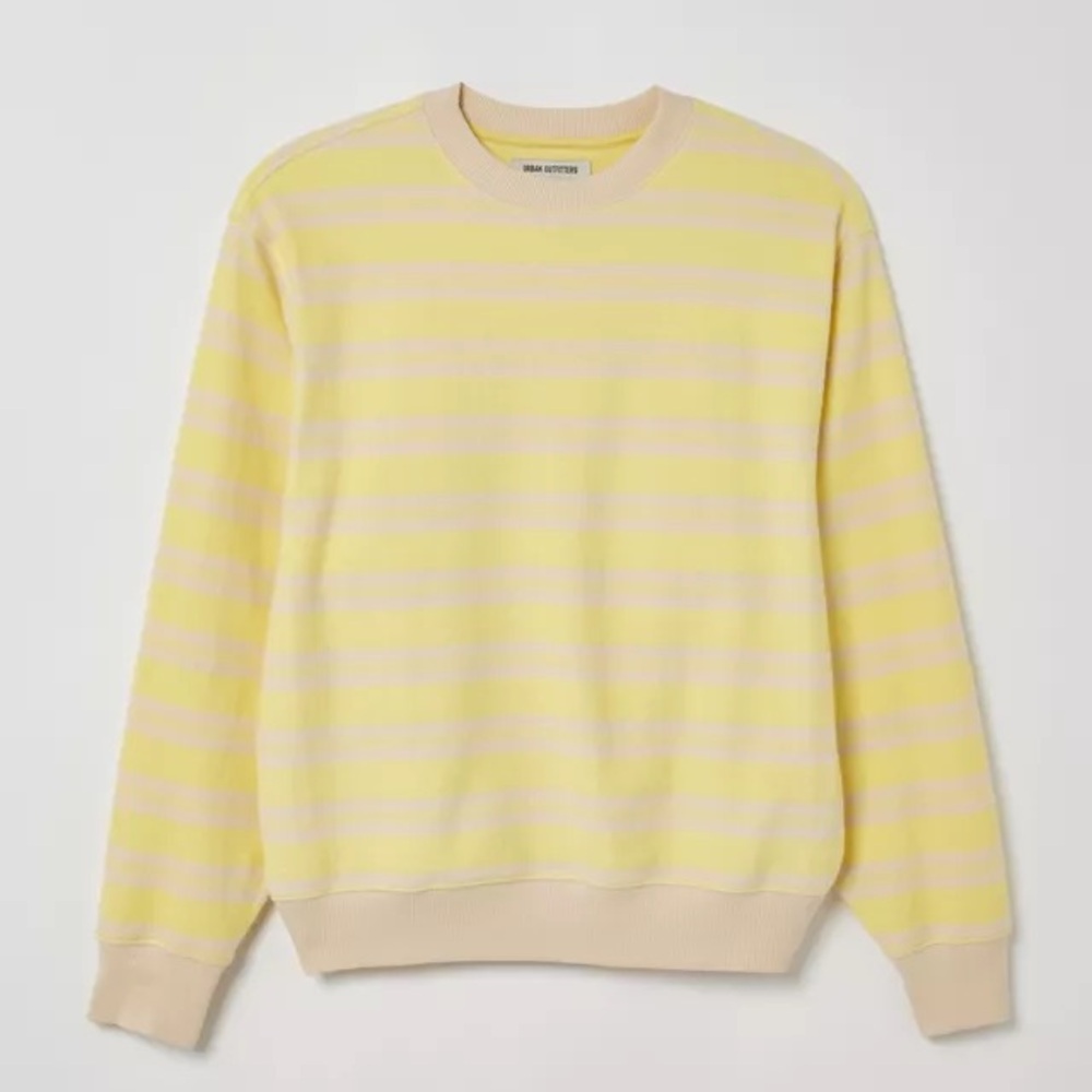 Urban Outfitters Yellow Reverse Stripe Patterned Crew Neck Sweatshirt